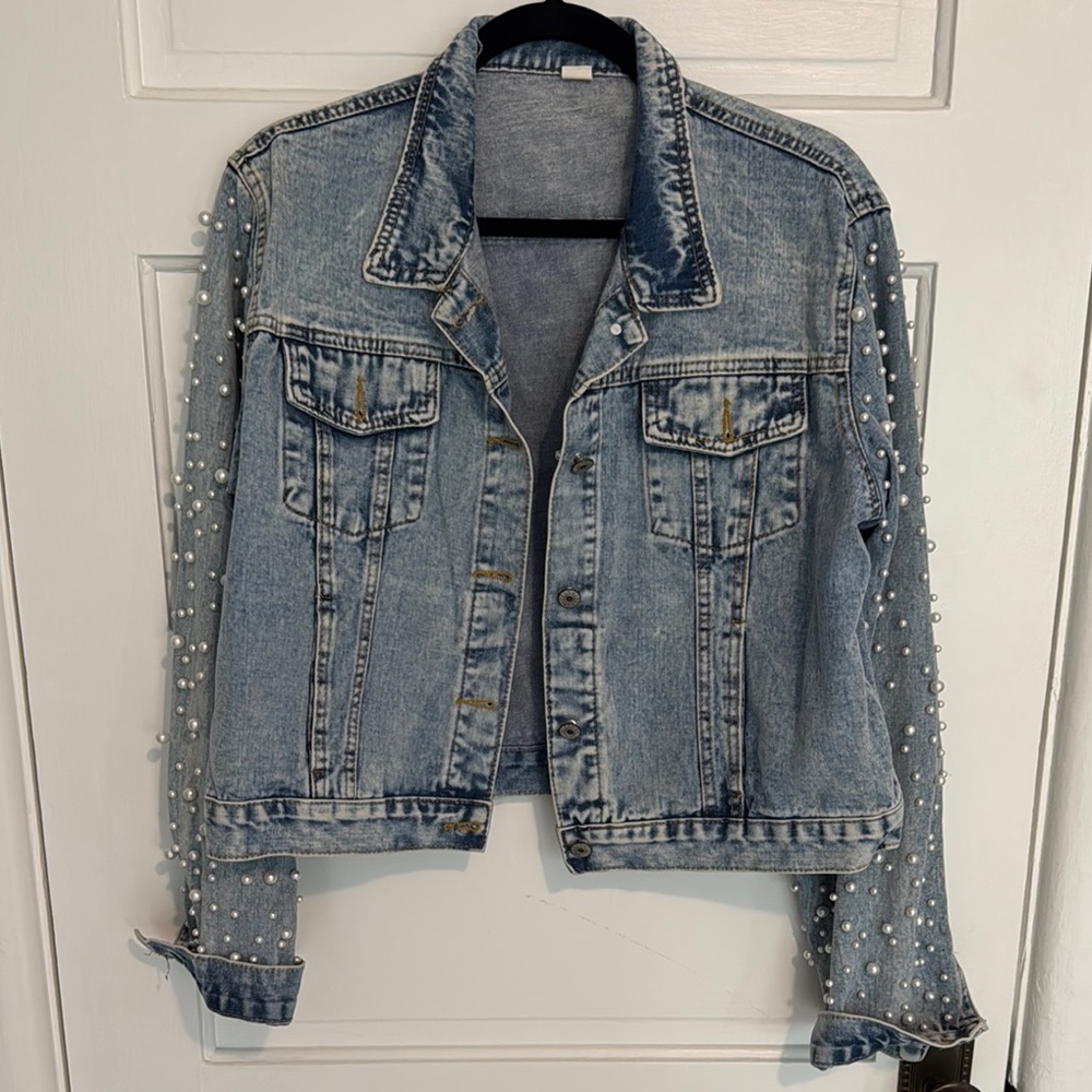 Pearl Embellished Denim Jacket